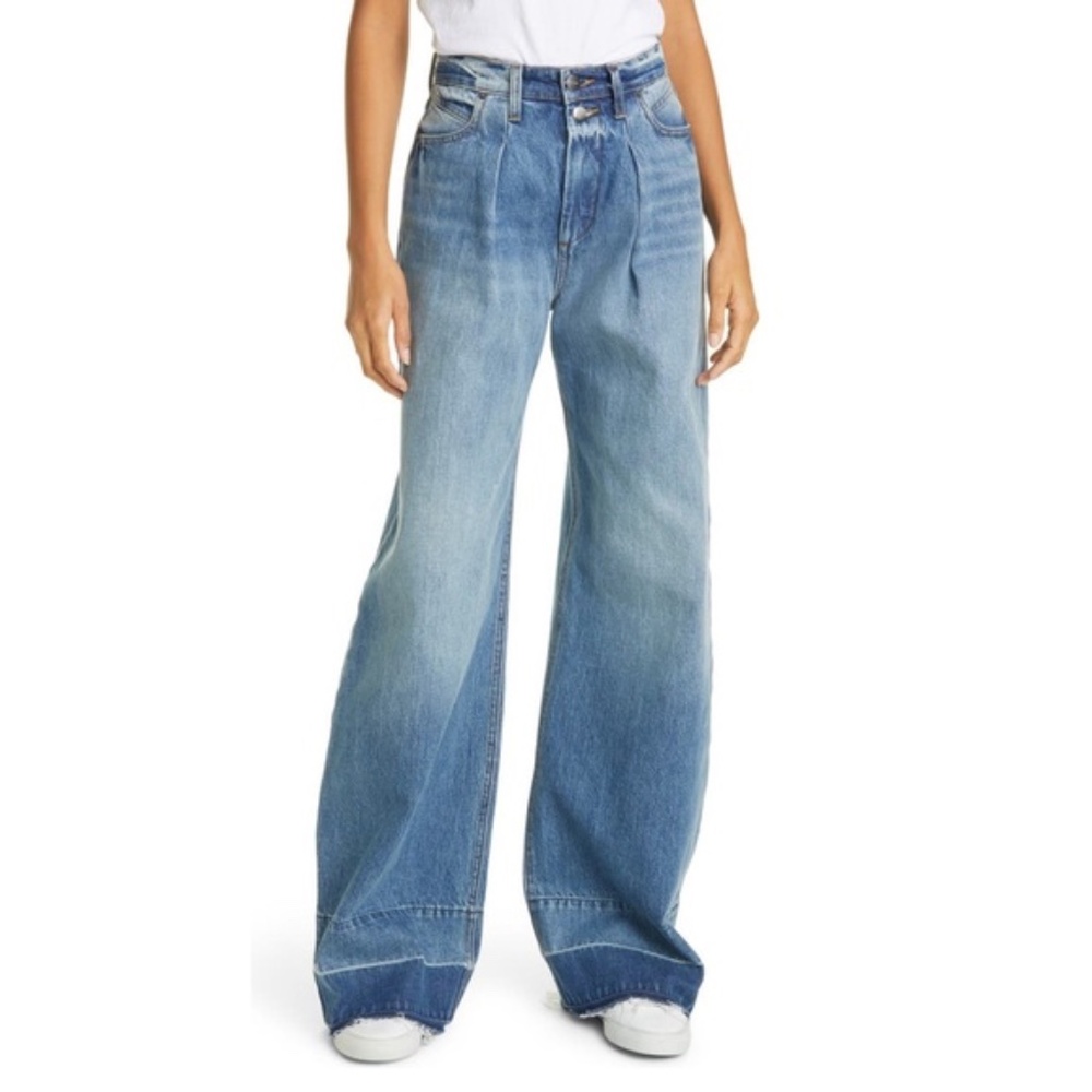 NEW FRAME Denim Mosaic Pleated Jean Released Hem